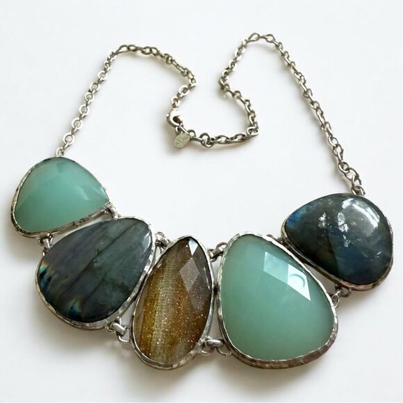 Stella &โDot Statement Necklace Semi-Precious Stones Bold Gem Design - Picture 7 of 17